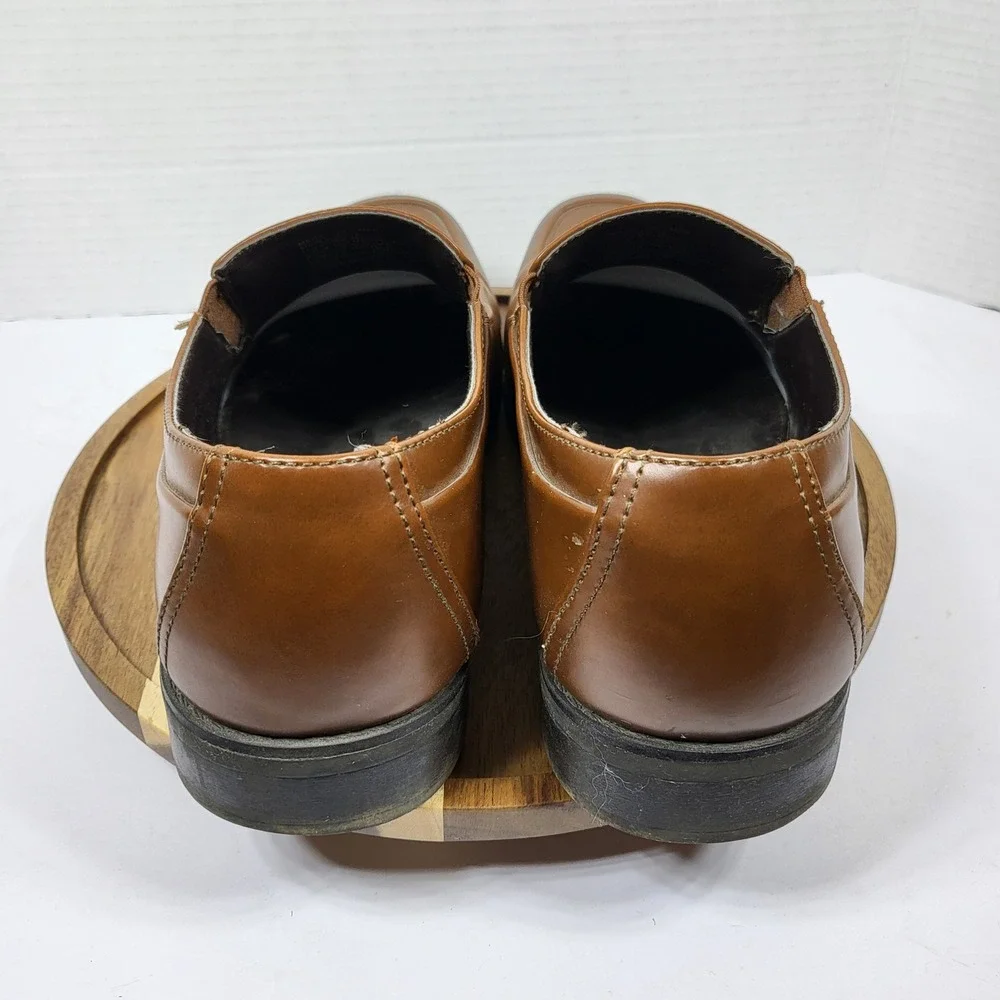 Apt 9 Shane Mens 12 Cognac Brown Square Toe Slip On Loafers APSHANECOGNAC‎